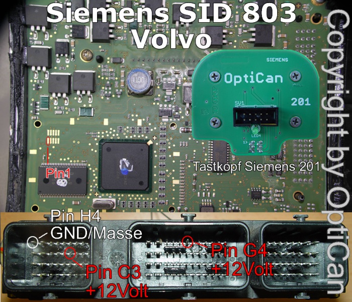 Siemens SID 803 (Volvo) pinout diagram 1